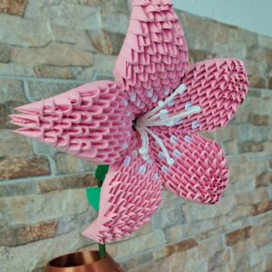 Lilie - Rosa, Weiss - filigranes Deko‑Unikat – Bild 2