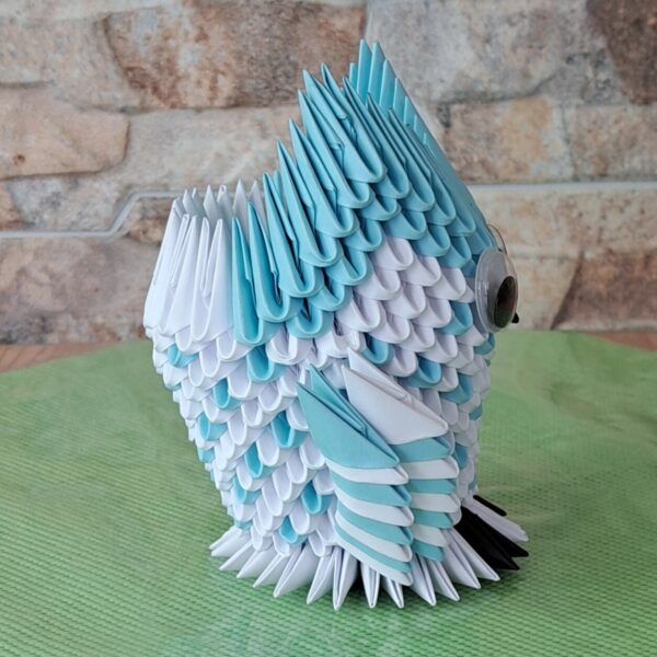 Eule - Stifthalter in den Farben Weiss-Blau