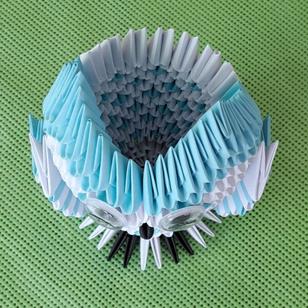 Eule - Stifthalter in den Farben Weiss-Blau