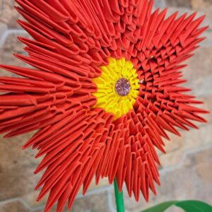 Fantasy Blume - Rot, Gelb - dekoratives Kunstwerk – Bild 4