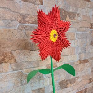 Fantasy Blume - Rot, Gelb - dekoratives Kunstwerk – Bild 2