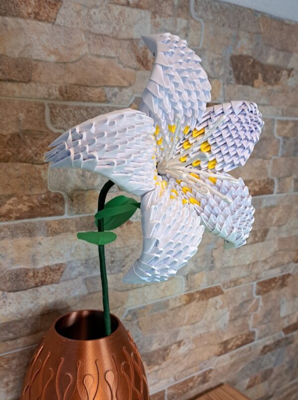 Lilie - Weiss, Gelb - filigranes Deko‑Unikat