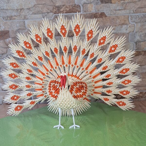 Pfau - Chamois, Orange - prachtvolles Deko‑Unikat