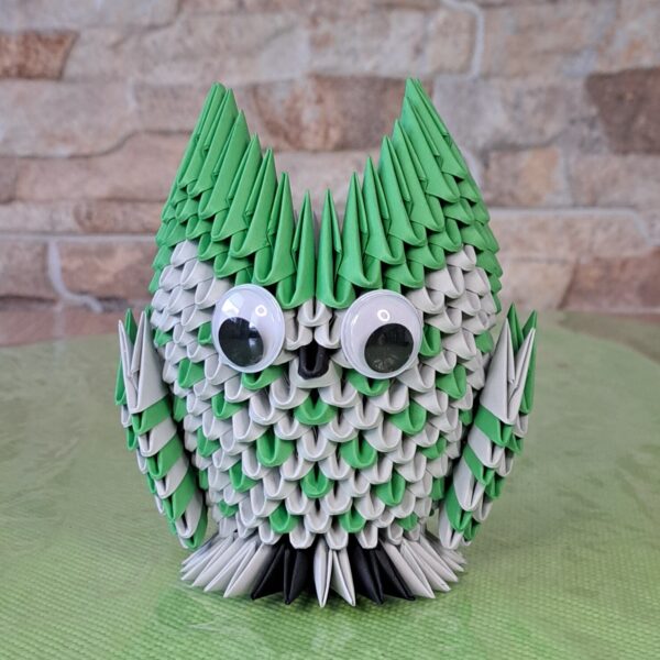 Eule - Stifthalter in den Farben Grau-Grün