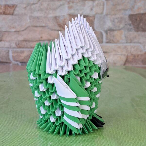 Eule - Stifthalter in den Farben Grün-Weiss