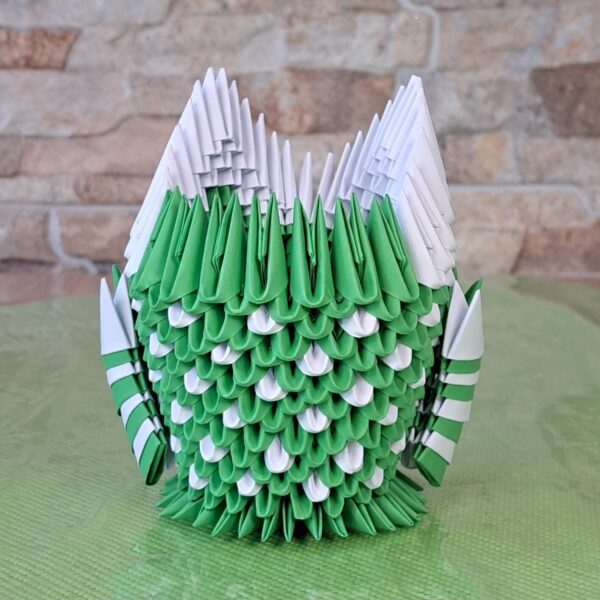 Eule - Stifthalter in den Farben Grün-Weiss