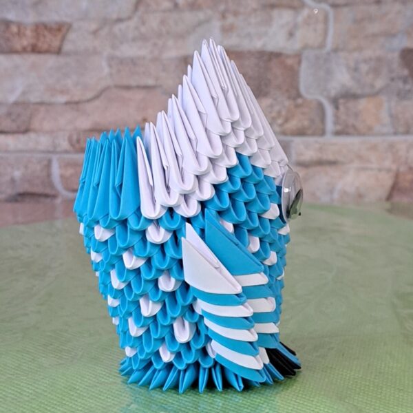 Eule - Stifthalter in den Farben Blau-Weiss