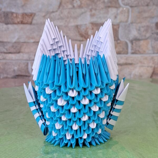 Eule - Stifthalter in den Farben Blau-Weiss