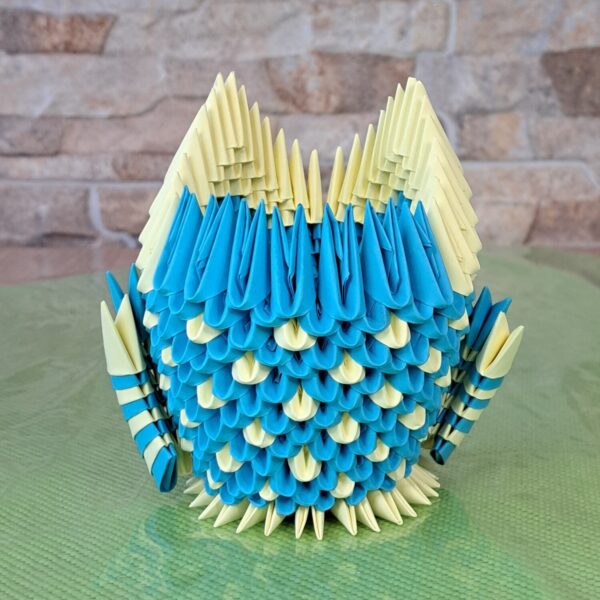 Eule - Stifthalter in den Farben Blau-Hellgelb