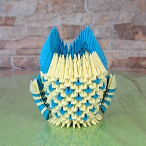 Eule - Stifthalter in den Farben Hellgelb-Blau – Bild 2