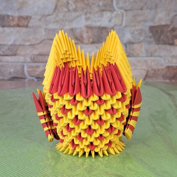 Eule - Stifthalter in den Farben Gelb-Rot