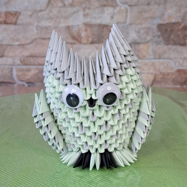 Eule - Stifthalter in den Farben Grau-Grün