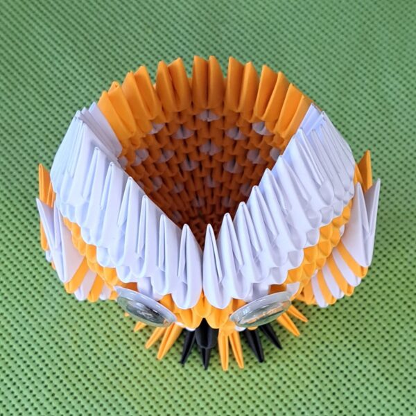 Eule - Stifthalter in den Farben Orange-Weiss