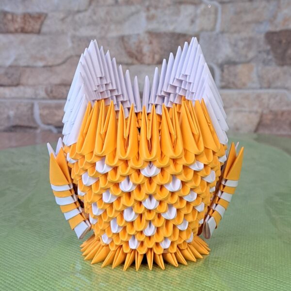 Eule - Stifthalter in den Farben Orange-Weiss