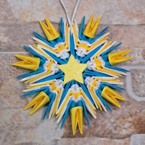 Stern - Für den Weihnachtsbaum in Blau, Weiß und Gelb – Bild 1
