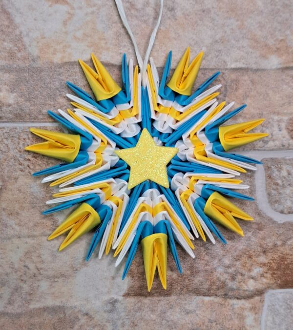 Stern - Für den Weihnachtsbaum in Blau, Weiß und Gelb