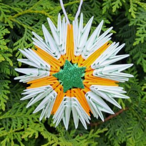 Stern - Für den Weihnachtsbaum in zarten Mint‑ und Apricot‑Tönen – Bild 2