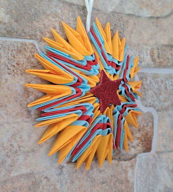 Stern - Für den Weihnachtsbaum in Gelb, Türkis und Rot