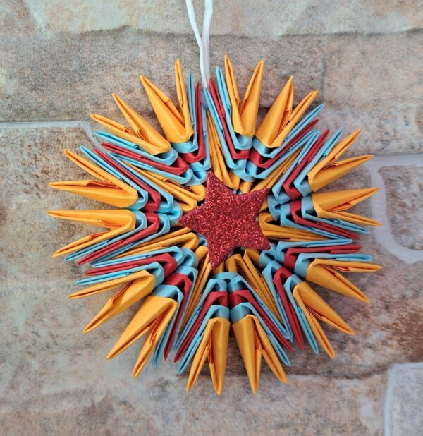 Stern - Für den Weihnachtsbaum in Gelb, Türkis und Rot