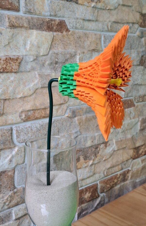 Fantasy Blume - Orange - kunstvolle, handgefertigte Dekoration