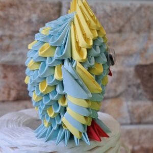 Eule - Klein - in den Farben Blau, Gelb – Bild 2