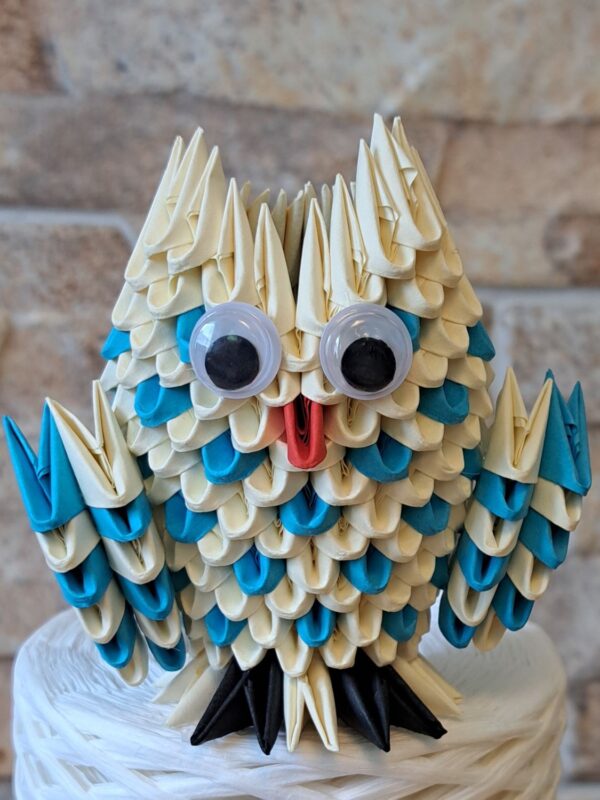 Eule - Klein - in den Farben Chamois, Blau