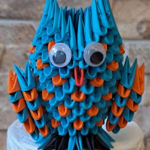 Eule - Klein - in den Farben Blau, Orange – Bild 1
