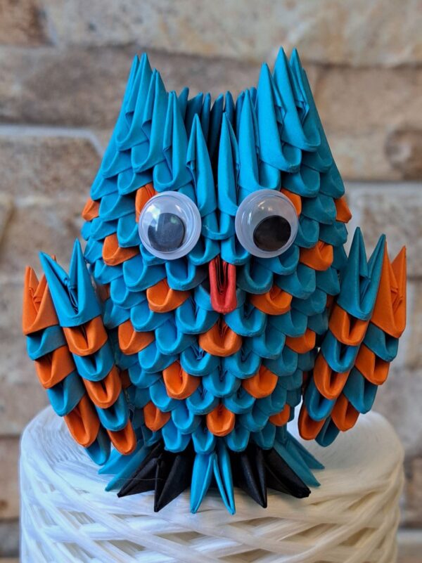 Eule - Klein - in den Farben Blau, Orange