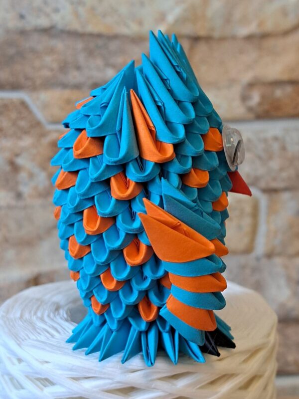 Eule - Klein - in den Farben Blau, Orange