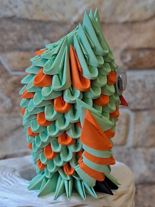 Eule - Klein - in den Farben Grün, Orange