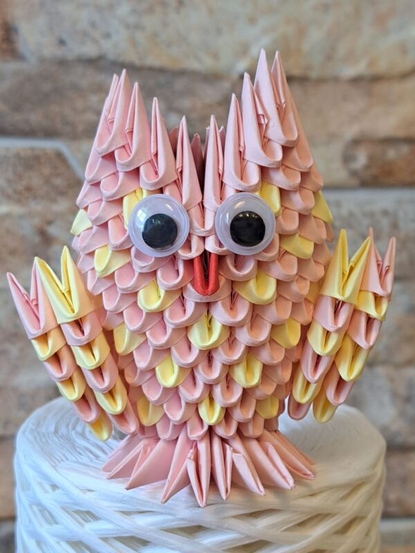 Eule - Klein - in den Farben Rosa, Gelb