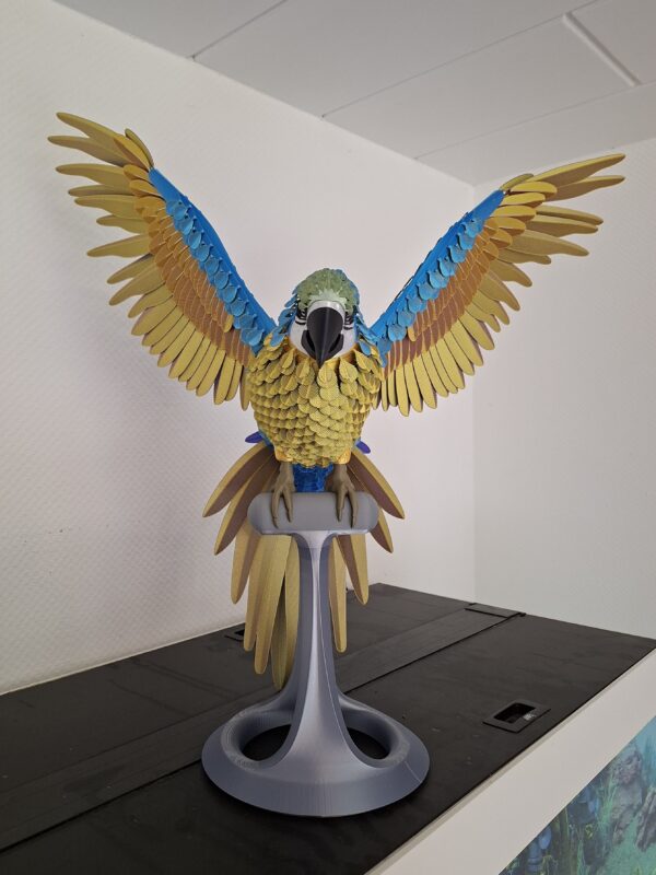 Papagei Blau, Gold stehend - 3d Druck Bastelset
