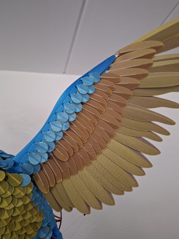 Papagei Blau, Gold stehend - 3d Druck Bastelset