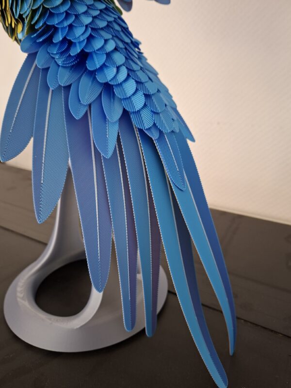 Papagei Blau, Gold stehend - 3d Druck Bastelset