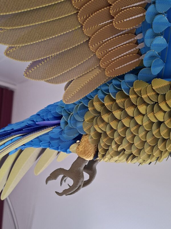 Papagei Blau, Gold fliegend - 3d Druck Bastelset